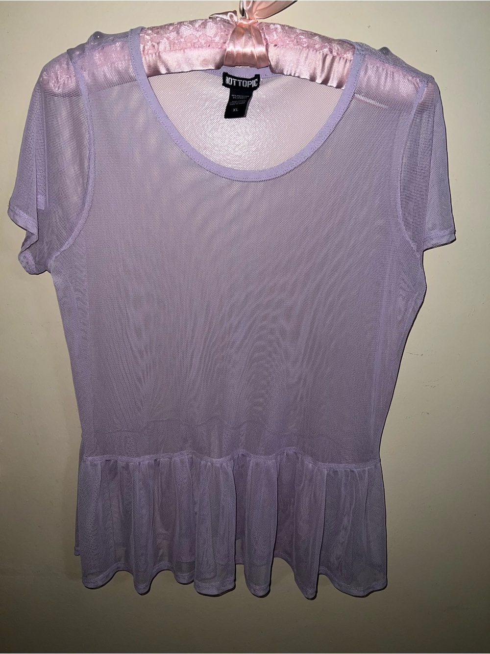 Hot Topic Lavender Sheer Mesh Peplum Top